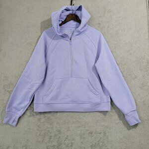 NWOT Danskin Women's L Lavender Half Zip Fleece Hoodie Kangaroo